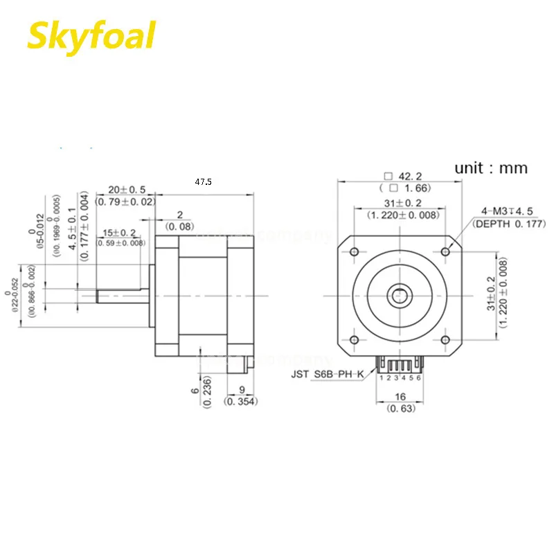 0.6N.M.47.5mm 길이.2상.42 스테퍼 모터.조각 기계용.산업 장비.3D 프린팅용