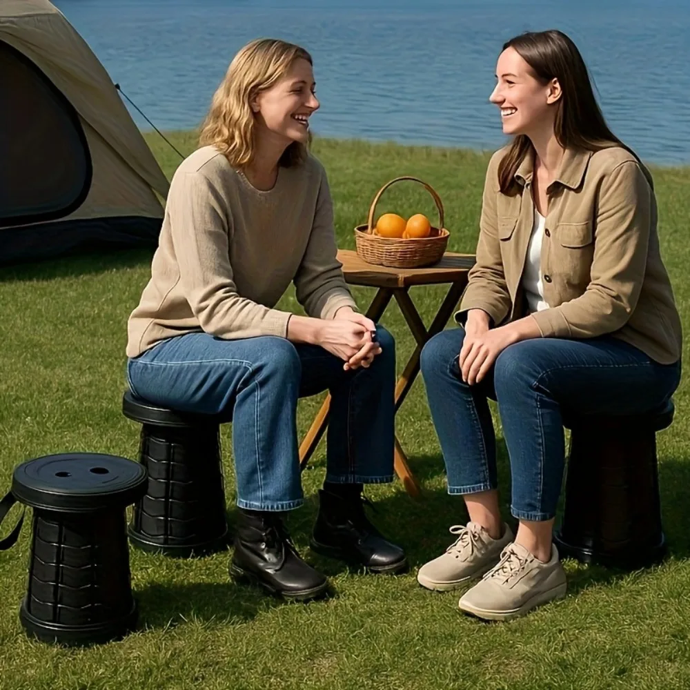 Tabouret pliant hauteur réglable pieds antidérapants pour pêche BBQ camping randonnée portable