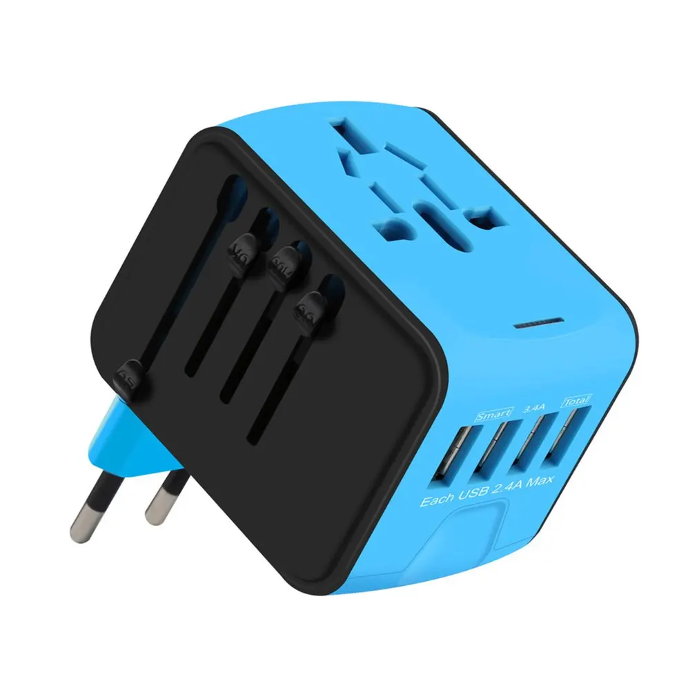 

Зарядное устройство с 4usb-портами и 4 вилками для большинства стран, зарядное устройство для путешествий с выходом 5 В, многофункциональный настенный адаптер переменного тока