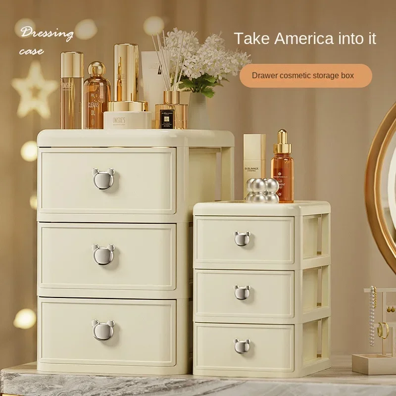 Desktop Storage Box Drawer-Type Transparent Dressing Table Cosmetic Storage Box Plastic Multi-Layer Stationery Storage Rack 2