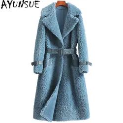 2022 Spring New Wool Fur Coat Women's Grain Woven Lace-up Composite Fur One Fur Clothes 100% Wool Fur Jacket Chaqueta Feminine F