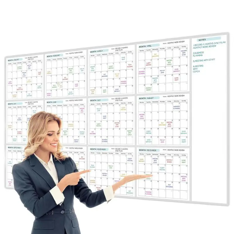 Wall Calendar Erasable Large Wet & Dry Erase Schedule Planner Giant Blank Undated
