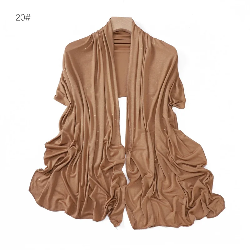 Plain Glitter Shimmer Modal Jersey Hijab Schal Winter elastische muslimische Ramadan Schal Maxi Wrap Snood Stola Foulards Sjaal 175 * 55 cm – Detail 29