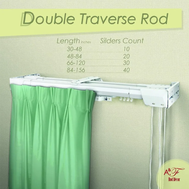 

Heavy Duty Double Traverse Rod Center Open 66-120 inch White