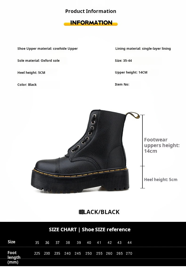 Women Leather Boots - Retro Platform Motorcycle Ankle Boots With Front Zipper