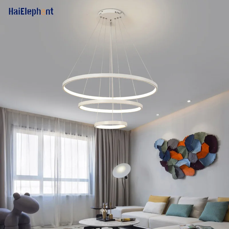 

Nordic LED Chandelier Ceiling Pendant Lights For Living Dining Room Resturant Kitchen Circle Round Hanging Decorative Lamp