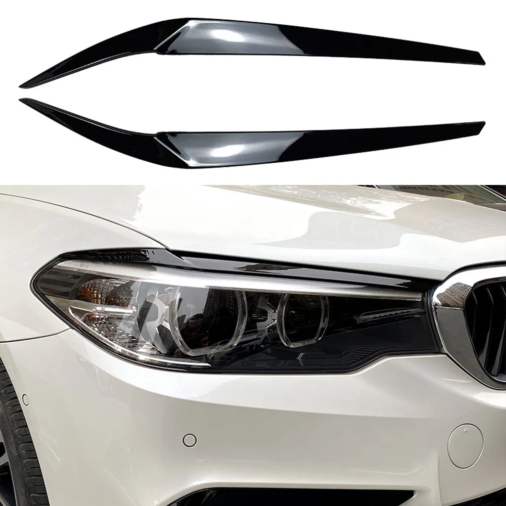 Car Sticker Headlight Eyebrows Eyelid Trim Cover for BMW 5 Series G30 525i 17-21 2PCS