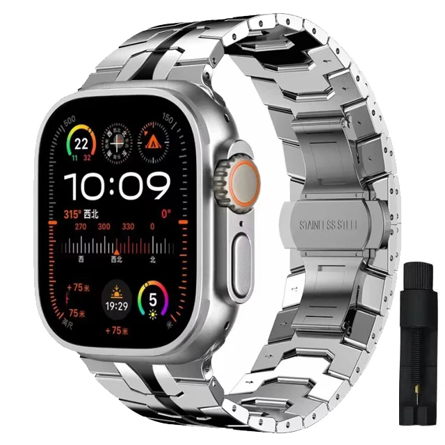 Luxury Titanium Color Stainless Steel Watch Band, Ultra-Premium Metal Strap