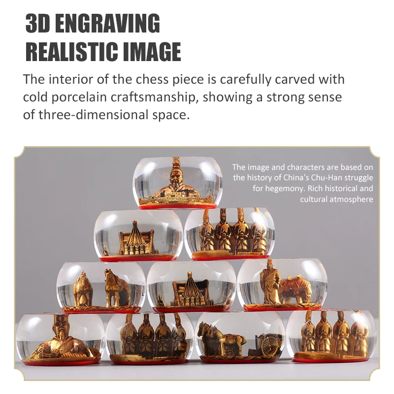 Chinese Chess Set Luxury Table Board Games Artificial Crystal Engraving Chess Family Party Children Adult Collect Birthday Gift - Image 3