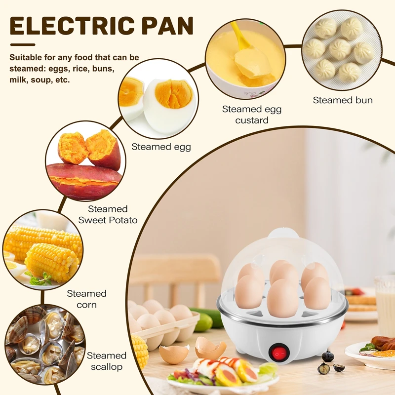 Electric Boiled Egg Cooker Boiler Maker Rapid Heating Stainless Steel Steamer Pan egg cooker
