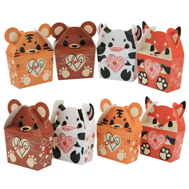 4pcs Cute Animal Paper Candy Cake Cookie Gift Box Cartoon Packaging Bag