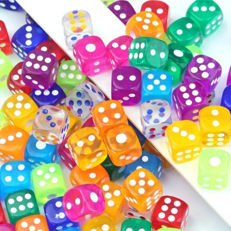 10Pieces/Lot 12mm Transparent Acrylic 6 Sided D6 Point Dice For Club/Party/Family Board Games 10 Colors Clear Round angle Dice game dice dice set acrylic dice