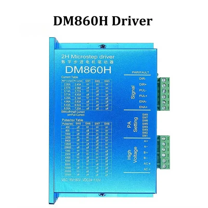 

DM860H DM860 Stepper Motor Driver Controller Module 7.2A 24-110V DC/ 18-80V AC for 2 Phase 57 86, Printer motor drive