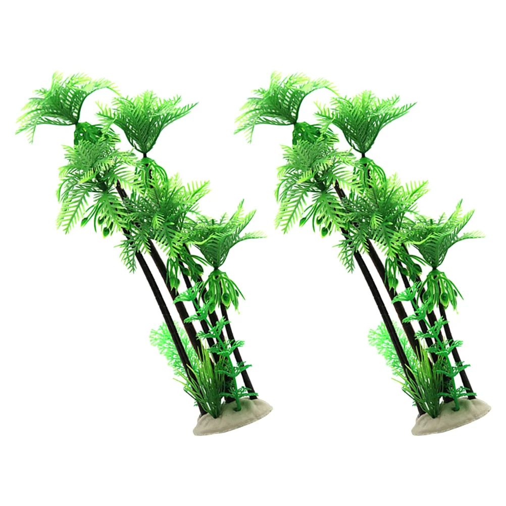 

2Pcs Wear-resistant Aquarium Decors Delicate Aquarium Trees Plastic Coconuts Trees