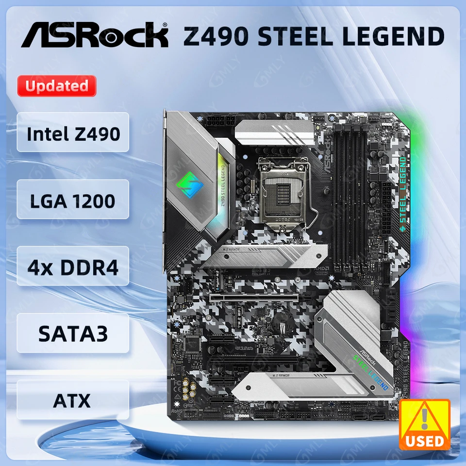 Placa-mãe ASROCK Z490 Steel Legend LGA1200 Intel Z490 DDR4 128GB