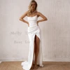 Simple Satin Wedding Dresses with Pleat 2024 Summer Sleeveless New Court Train Jersey Bridal Gowns Side Slit Vestido De Novia 1