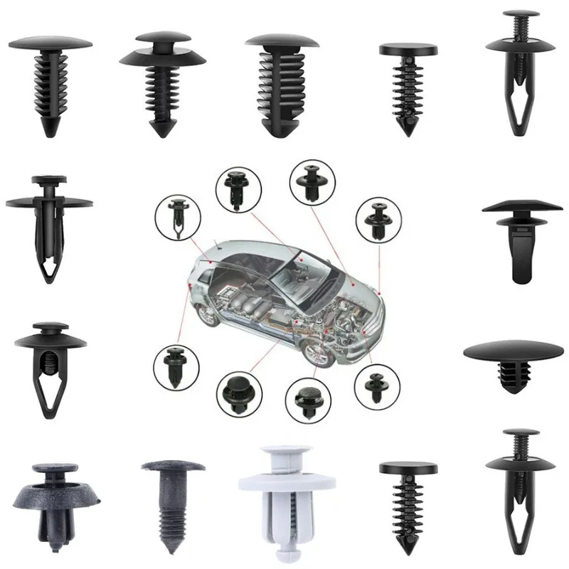 100pcs Car Retainer Clips 10Sizes Fasteners Automotive Plastic Clips Kit Auto Trim Panel Clip Mixed Car Body Bumper Rivet