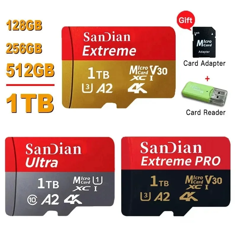 2TB Mini Flash SD Card 1TB High Speed Memory Card 512GB Class10 Micro TF SD 128GB Smart SD Card 256GB For Phone/PC/Camera/Drone