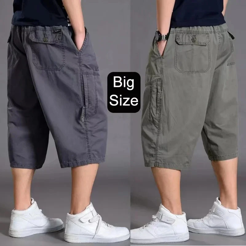 

Шорты-карго мужские хлопковые в стиле оверсайз, повседневные укороченные брюки, спортивные уличные военные тактические штаны с карманами, летние 6XL