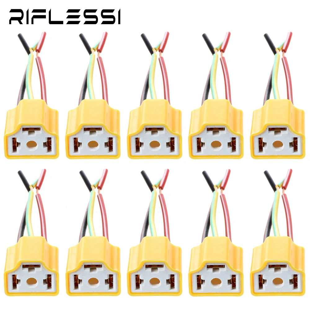 

10 x H4 9003 HB2 Ceramics LED Bulb Holder For Car Headlight Fog Lamp Pigtail Plug Wiring Harness Connector Socket