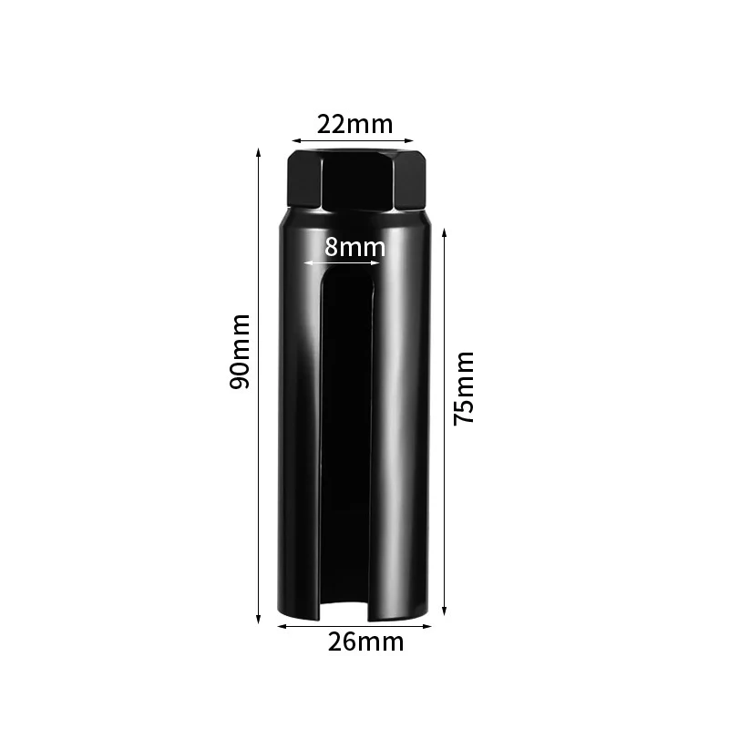 Clé à Douille 22 Mm Pour Capteur D'oxygène - Ouverture Fendue, Acier Chrome Vanadium, Pour Retrait Facile Avec Câble Branché - 6
