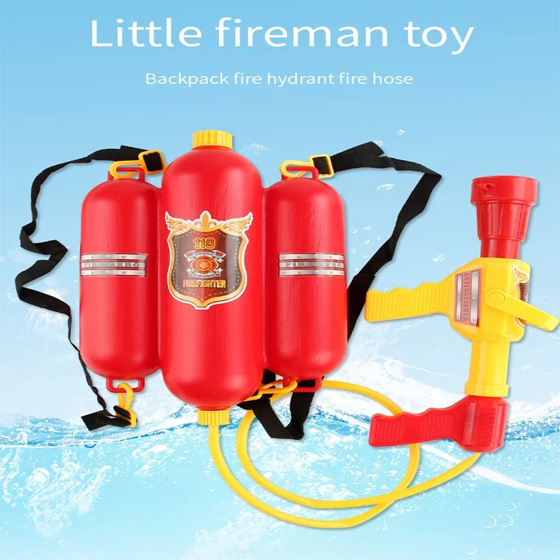 Fireman Role Play Pool Toys Fire Extinguisher Watergun Large Capacity Water Gun Fire Backpack Water Gun Firefighter Toy 4