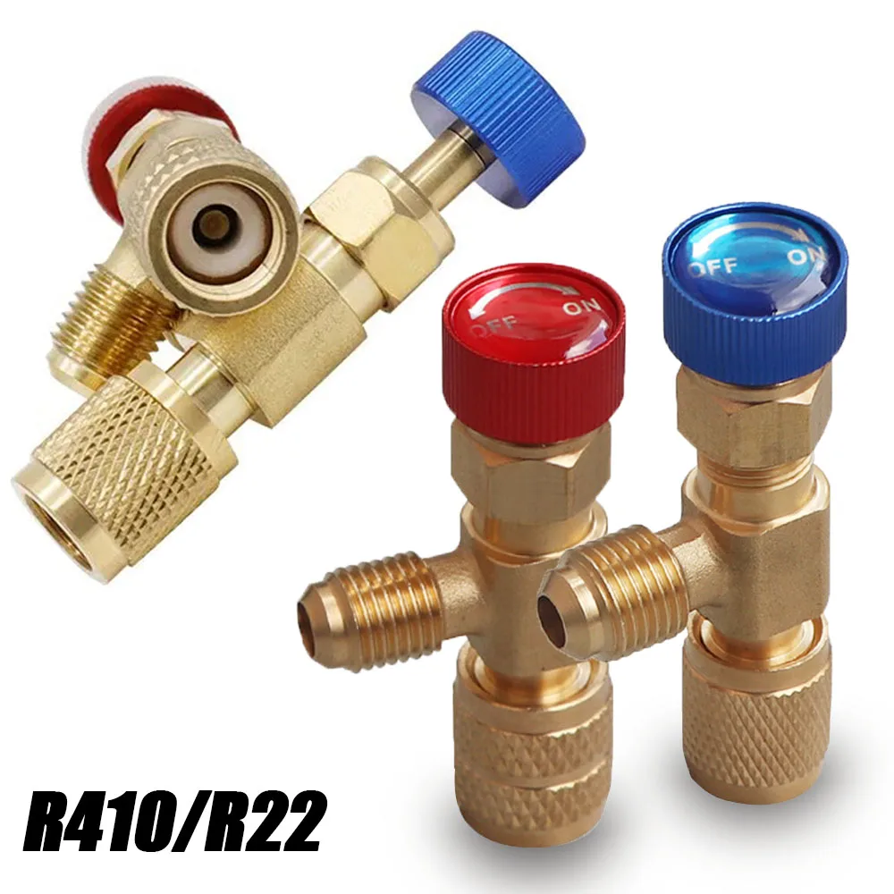 1/2/4PCS เครื่องปรับอากาศสารทําความเย็น HVAC ความปลอดภัยวาล์ว R410A R22 1/4 "เครื่องทําความเย็นวาล์วชาร์จความปลอดภัย Liquid ADAPTER 1