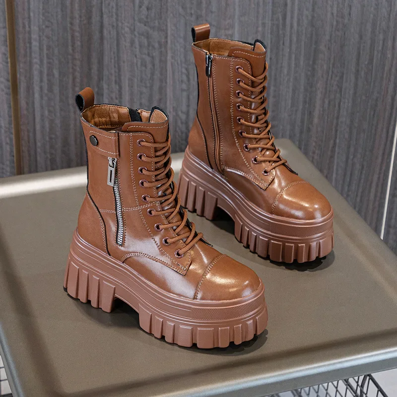 

Женские Универсальные ботинки, короткие ботинки в британском стиле, на платформе 8 см, для тенниса, Осень-зима