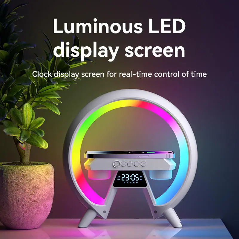 Hm-X63A Wireless Charging Speaker 5 X-63 multifunctional wireless Bluetooth speaker with LED light clock wireless charging 3D surround sound effect stereo speaker - AliExpress