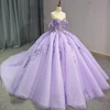 Shiny Scoop Shiny Quinceanera Dress Party Gown Purple Princess Lace Appliques Beads Crystal Off The Shoulder For 16 Year 1265 4