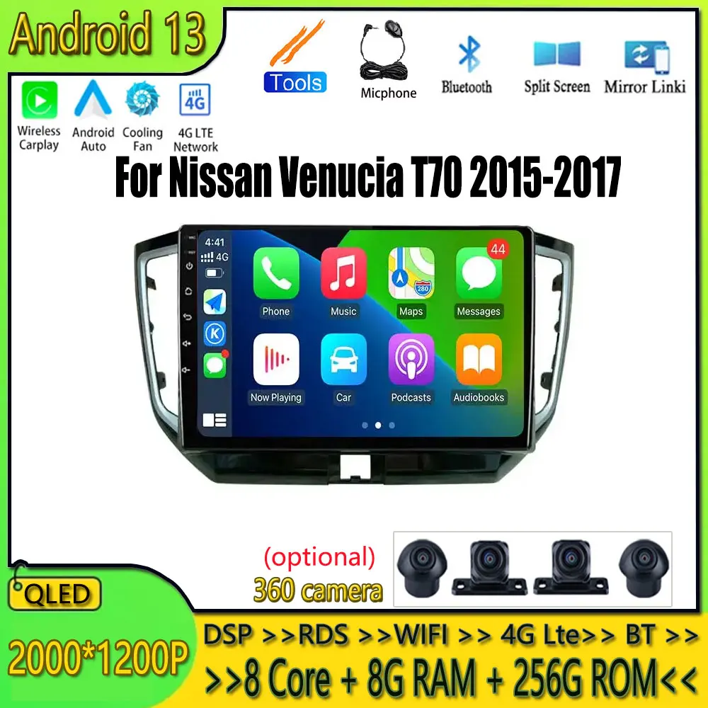 

Android 13 Car Radio Stereo Player GPS Navigation Multimedia For Nissan Venucia T70 2015-2017 Carplay Video DVR BT