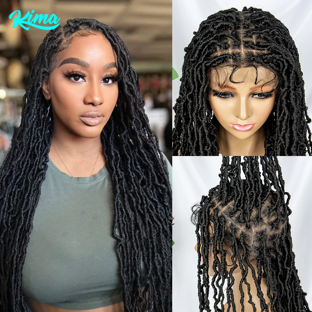 Full Lace Gevlochten Pruiken Synthetische Kant Voorkant Pruik Vlecht Faux Locs Pruiken Afrikaan Met Baby Haar Gevlochten Dreadlocks Pruiken