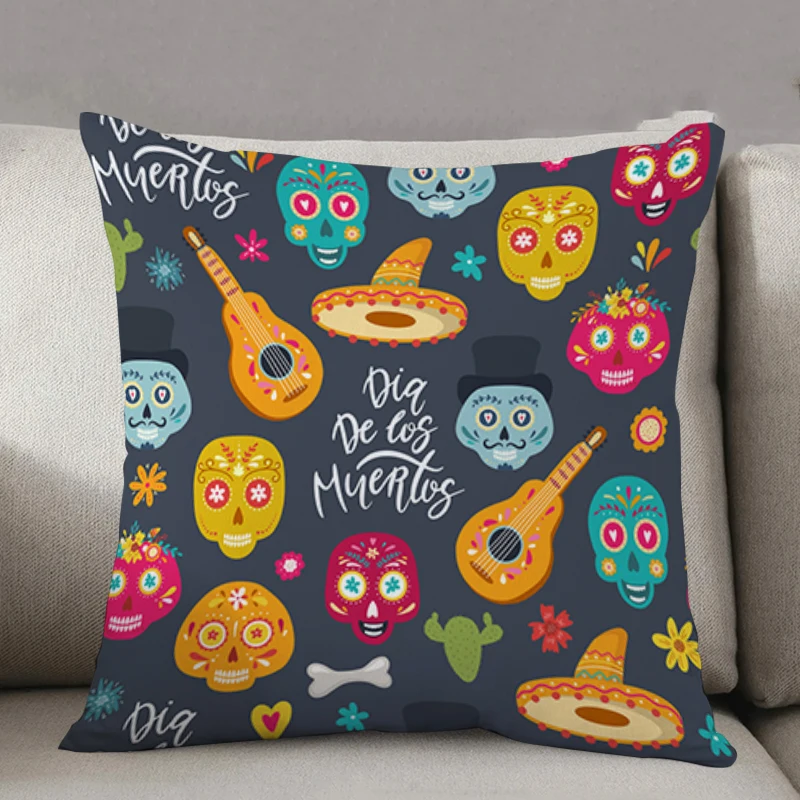 

Pillow Covers Decorative Cushions for Bed Skull Sofa Cushion Cover 45x45cm Lounge Chairs Pillowcase 40*40 Fall Decor Pillows