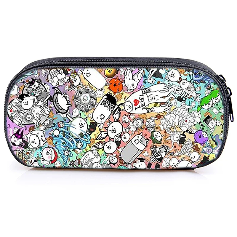 Game The Battle Cats Print Pencil Case Waterproof Pencil Bag Women Cosmetic Cases Student Stationery Bag School Pouch Makeup Box 5