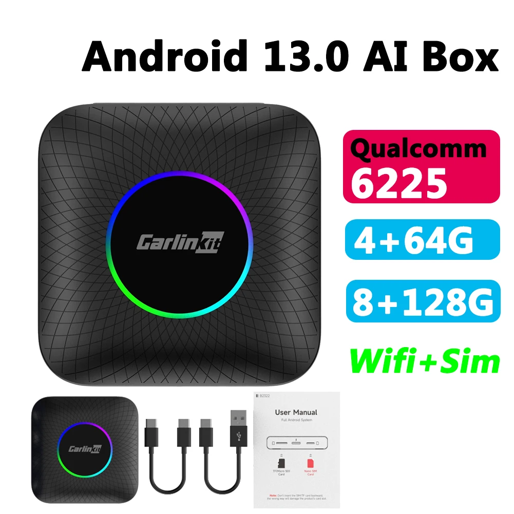 2023 CarlinKit CarPlay AI Box Android 13.0 QCM6225 8-Core Android