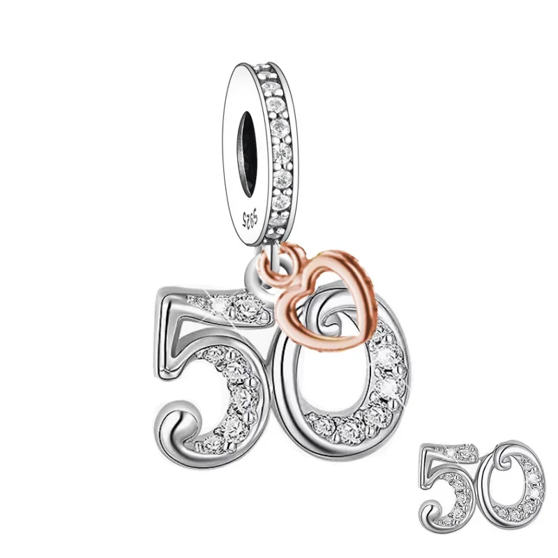 FC Jewelry Fit Original Charm Bracelet 925 Silver 13 16 18 21 30 40 50 70 80 Number Anniversary Bead For Making Women Berloque 5