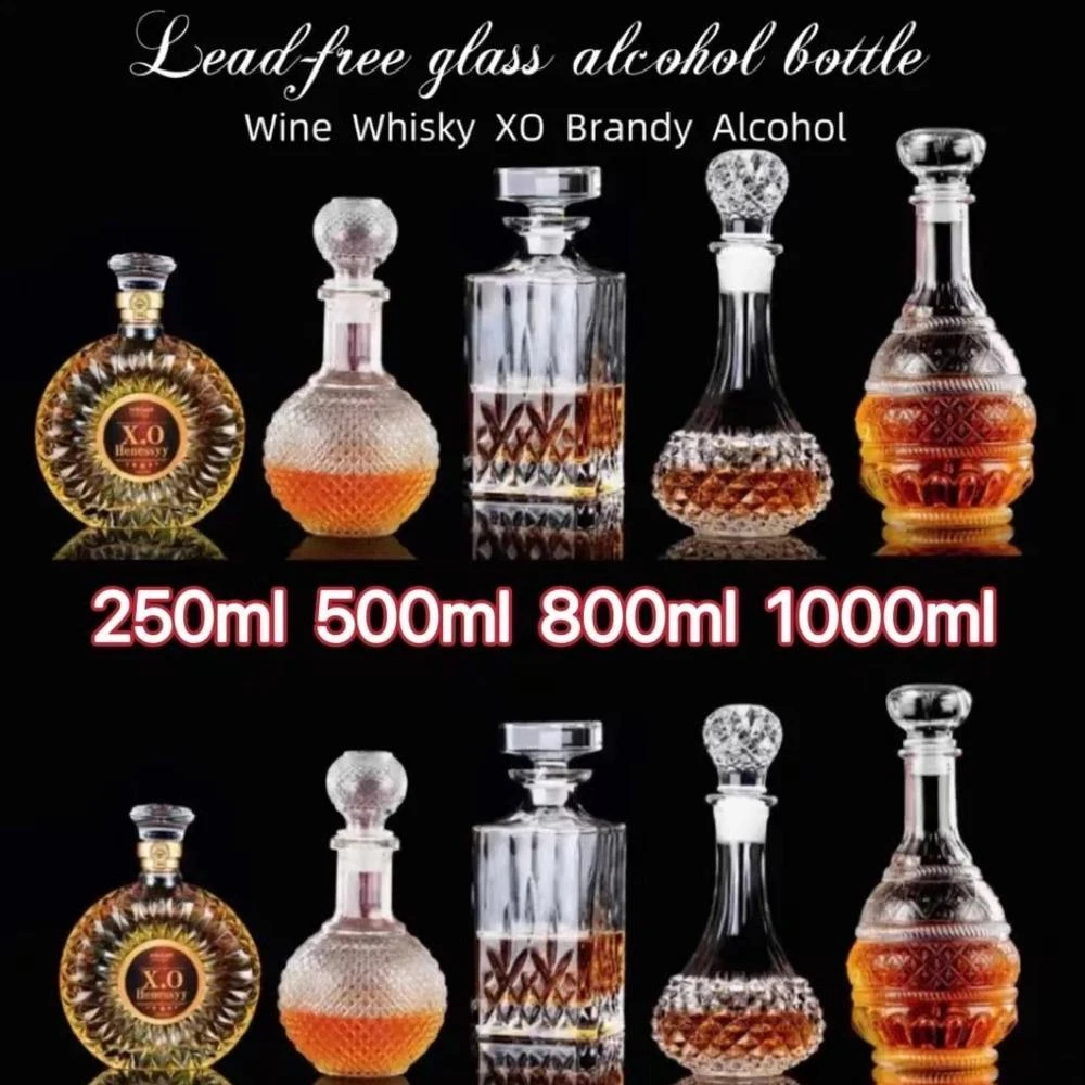 500ml 800ml 1000ml Luxury Wisky Glass Sealed Container Dispenser Bottle