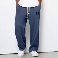 Pantalon de survêtement pour homme, tendance printemps-automne, coupe ample, extensible, jambe droite. Tissu gaufré. Pantalon décontracté sportif micro-extensible 3