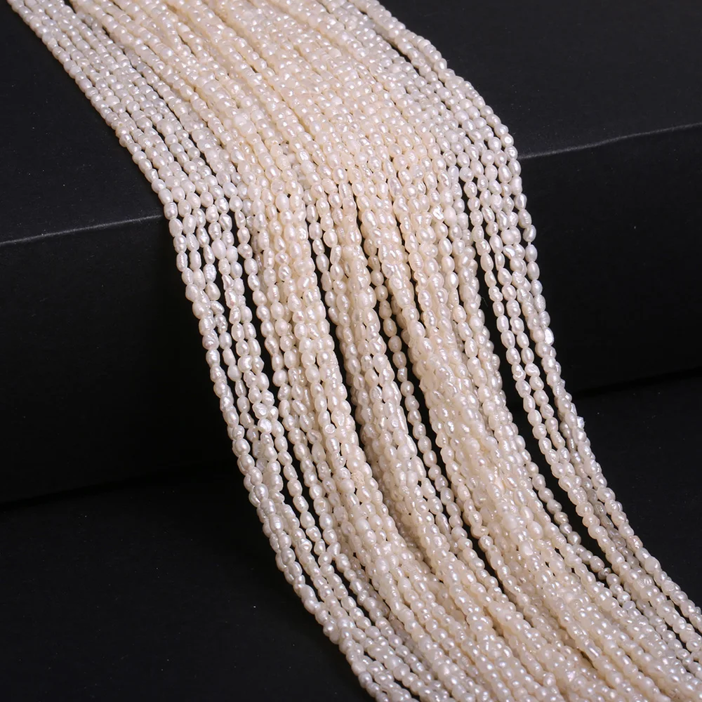 1.8-2mm 교양 진주 천연 담수 진주 쌀 느슨한 구슬 DIY 여성을위한 매력 남성 목걸이 쥬얼리 액세서리 만들기
