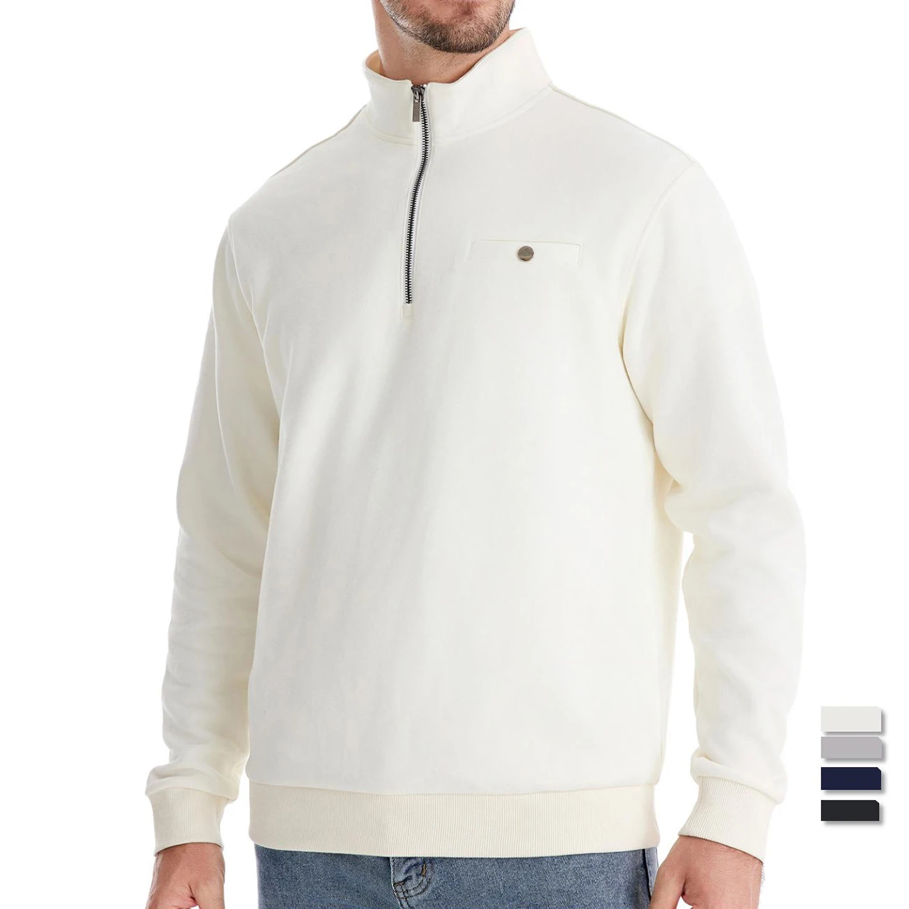 AIOPESON Mens Mock Neck Quarter-Zip Sweatshirts Causal Social