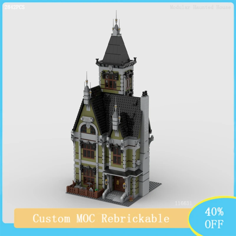 

Modular Assembled Building Blocks Street View Model MOC Haunted House Building Model DIY Children's Assembled Toys Holiday Gift