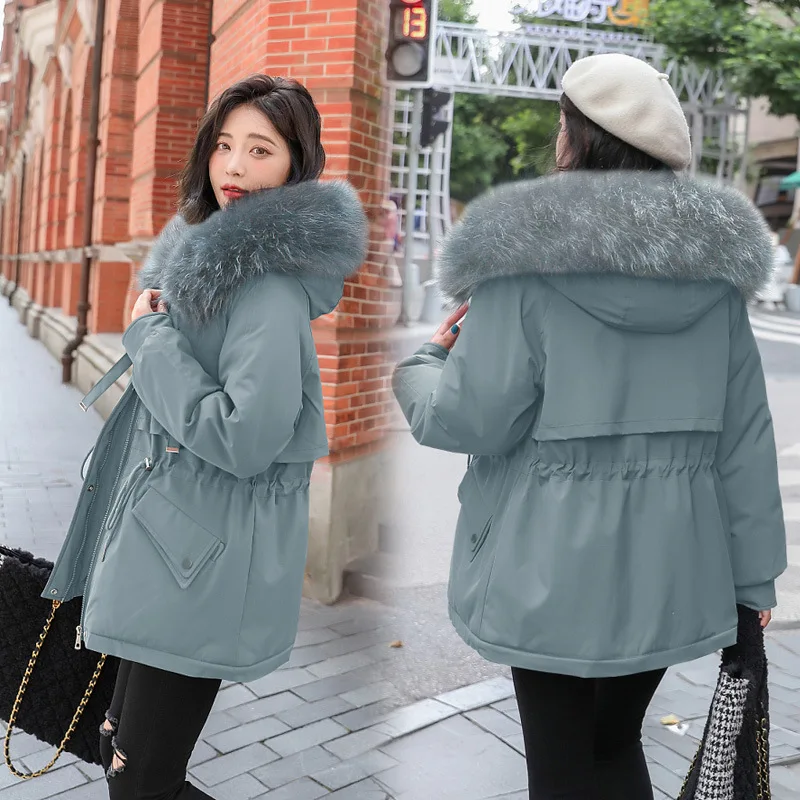 Winter New Thickened Warm Drawstring Down Padded Jacket Women Waist-slim Warm Student Padded Jacket Fashion Clothes