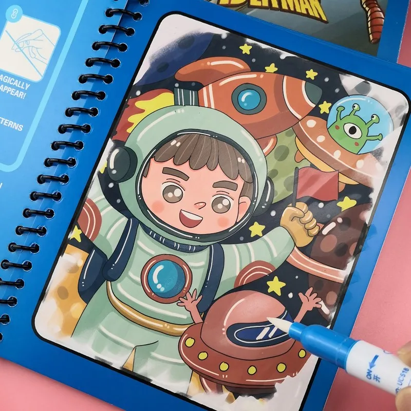 Children Early Education Toys Magical Book with Pen Water Drawing Montessori Toys Gift Reusable Coloring Book Magic Drawing Book 4