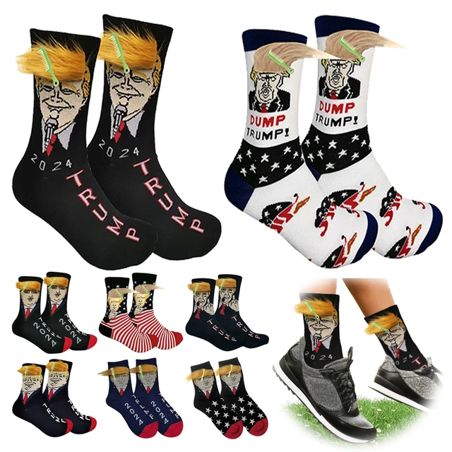 Funny President Donald Trump Socks Streetwear Hip Hop Compression Socks Trump Merchandise Gift Novelty Funny Socks for Men Women 1