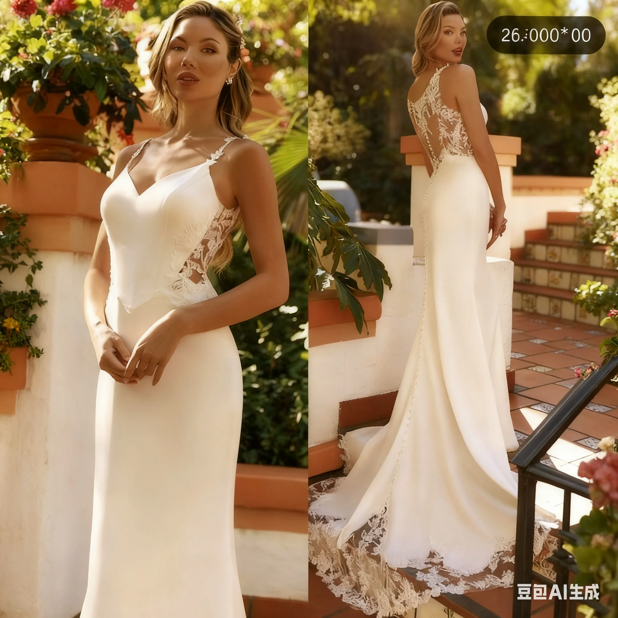 Crepe Sleeveless Simple Mermaid Wedding Dress Bride Open Beach Bride Gown Backless ButtonWomen Customize Measure Stunning