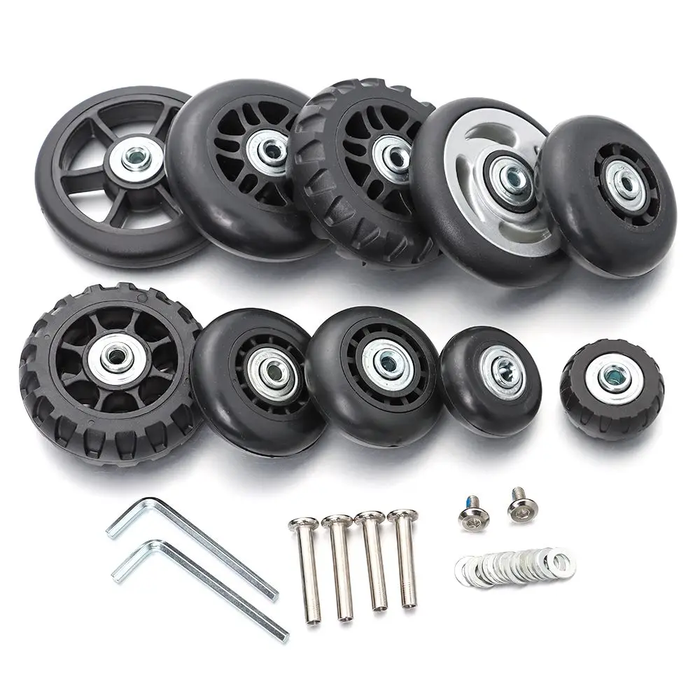 Universal Suitcase Replacement Wheels - Durable Silent Caster Repair Kit with Screws (2-Pack)