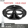 Hyperopia Diving Mask with Tempered Glasses Lens. Antifog Spray,Farsighted Dive Glasses swimming Goggles with nose cover 1