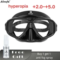 Hyperopia Diving Mask with Tempered Glasses Lens. Antifog Spray,Farsighted Dive Glasses swimming Goggles with nose cover 1