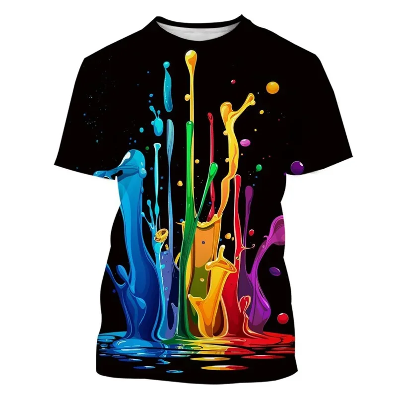 Colorful Paint Pattern T-shirt And Casual Shorts Set For Men_voghion.com