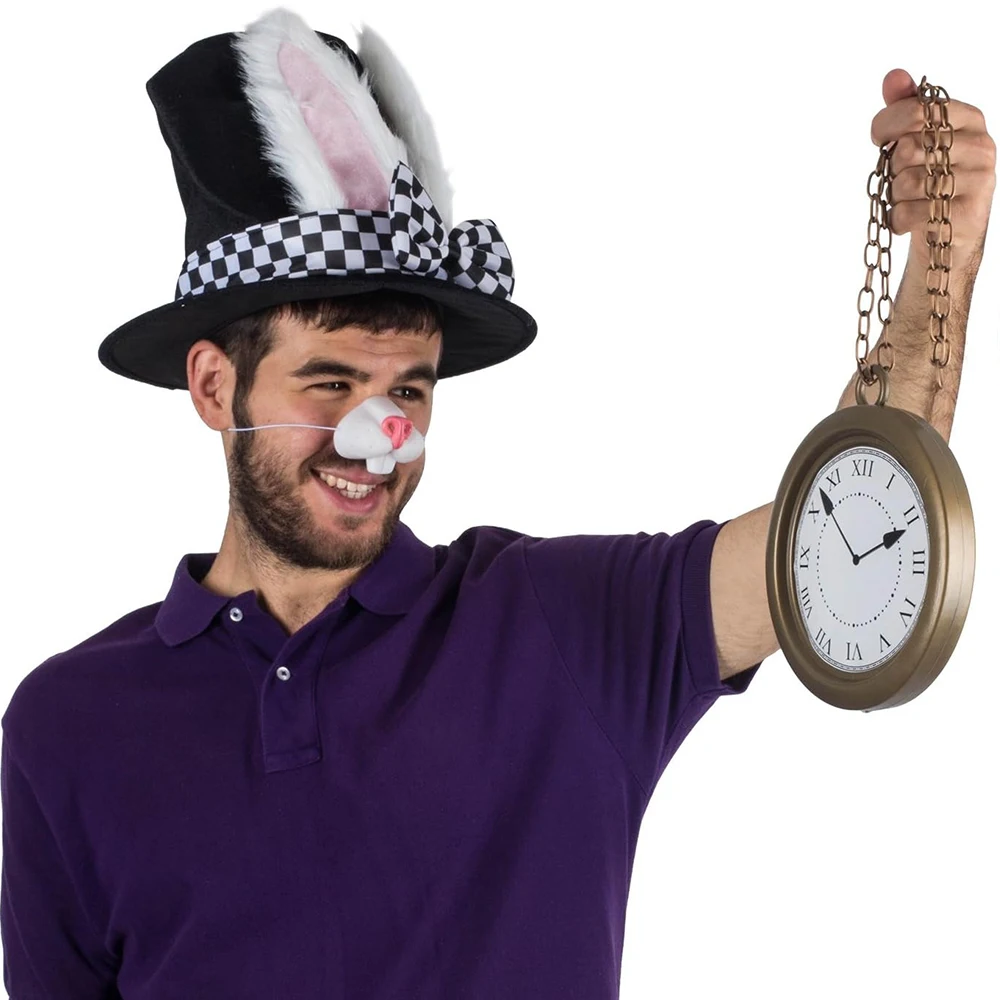 Halloween Ostern Weißes Kaninchen Zylinder Alice Cosplay Hase Bowler Männer Frauen Zauberer Kostüm Zubehör Anzug Märchen Tee Party – Detail 1